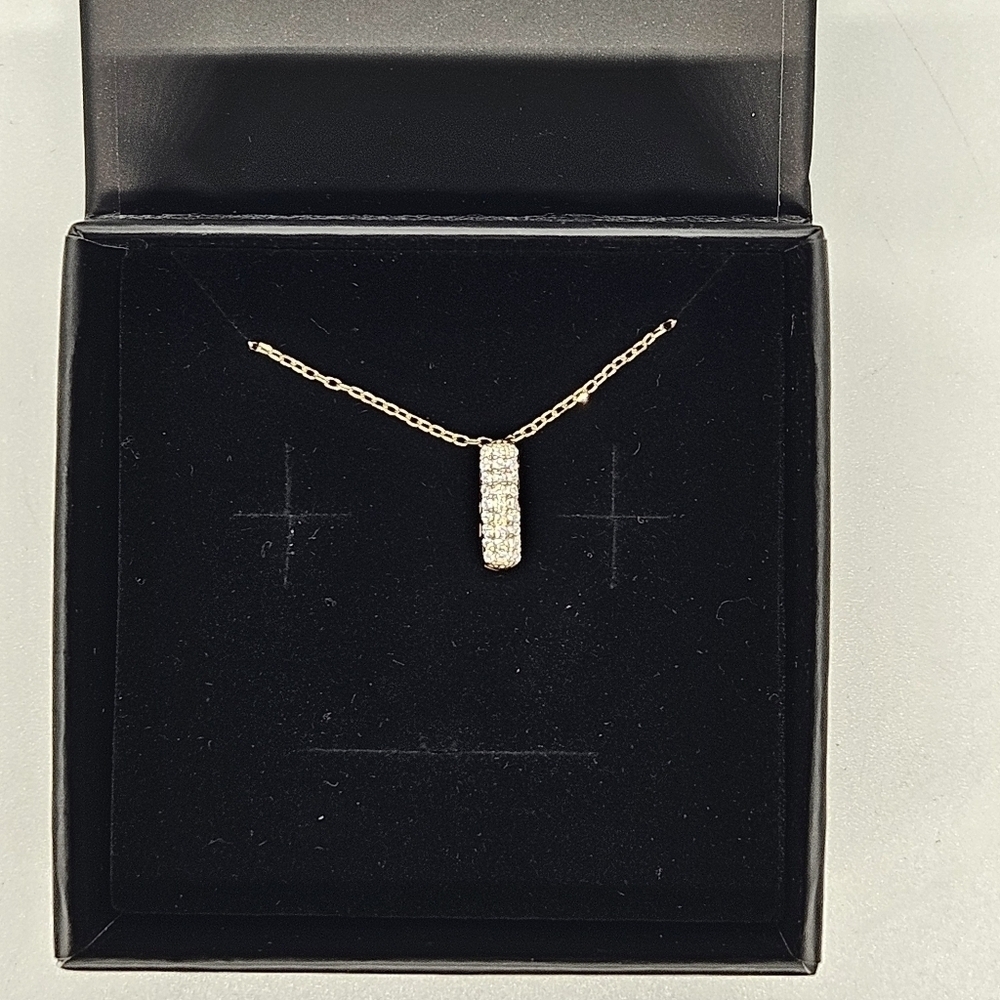 The M Jewelers Gold Wash Sterling Silver Crystal Rectangle Pendant Necklace — image 2 of 7